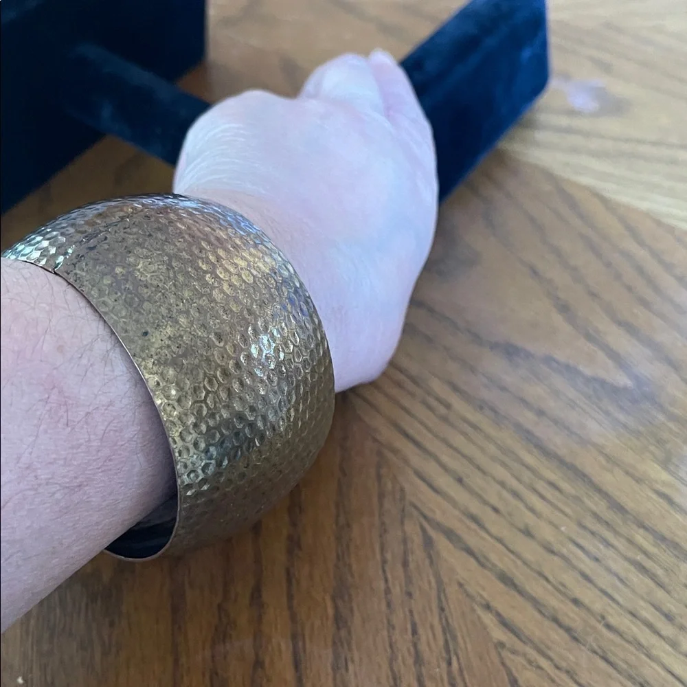 Hammered Metal Cuff Bracelet in Antique Brass Tone